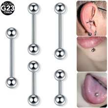 1 шт. Титан внутренняя нить язык пирсинг, Септум Промышленные штангой Серьги-спирали язык кольца, пирсинг тела, украшения