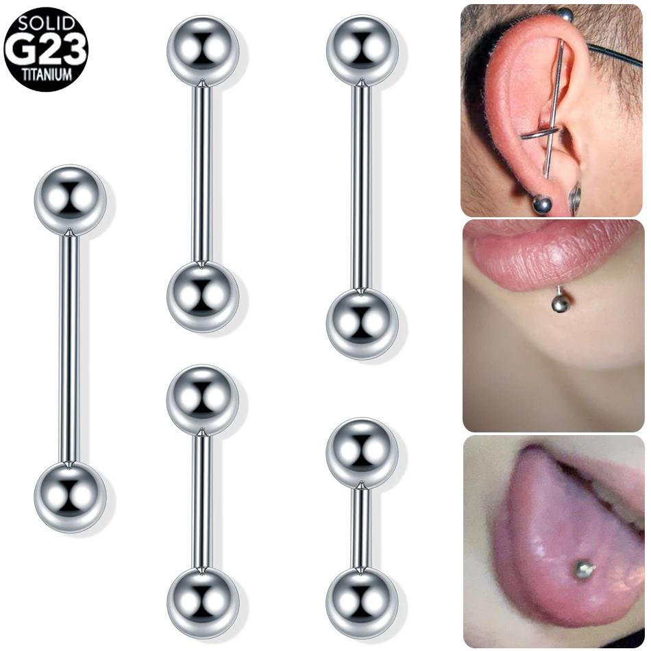 

1PC 100% Titanium Internally Thread Tongue Piercing Septum Industrial Barbell Helix Earrings Tongue Rings Body Piercing Jewelry
