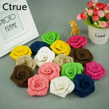 

20pcs/lot Natural Jute Burlap Hessian Flower Rose Handmade Vintage Wedding Decoration Party Decoration Hat Craft DIY Accessories