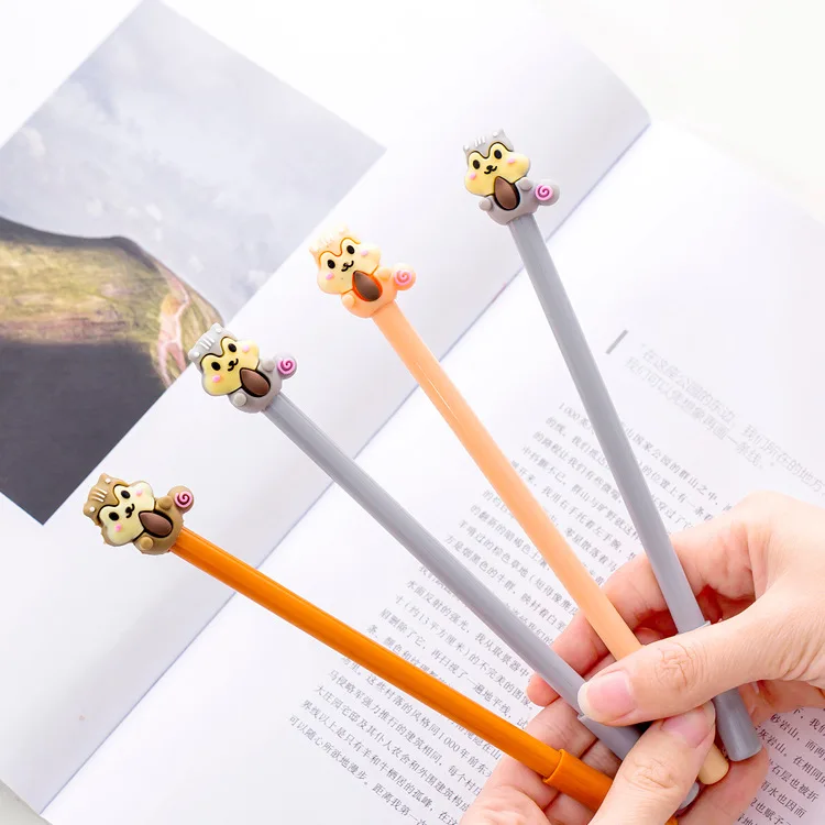 

48 pcs/lot Squirrel gel pen Cute Animal 0.5mm black ink Neutral pens school writing supplies Stationery Promotional gift