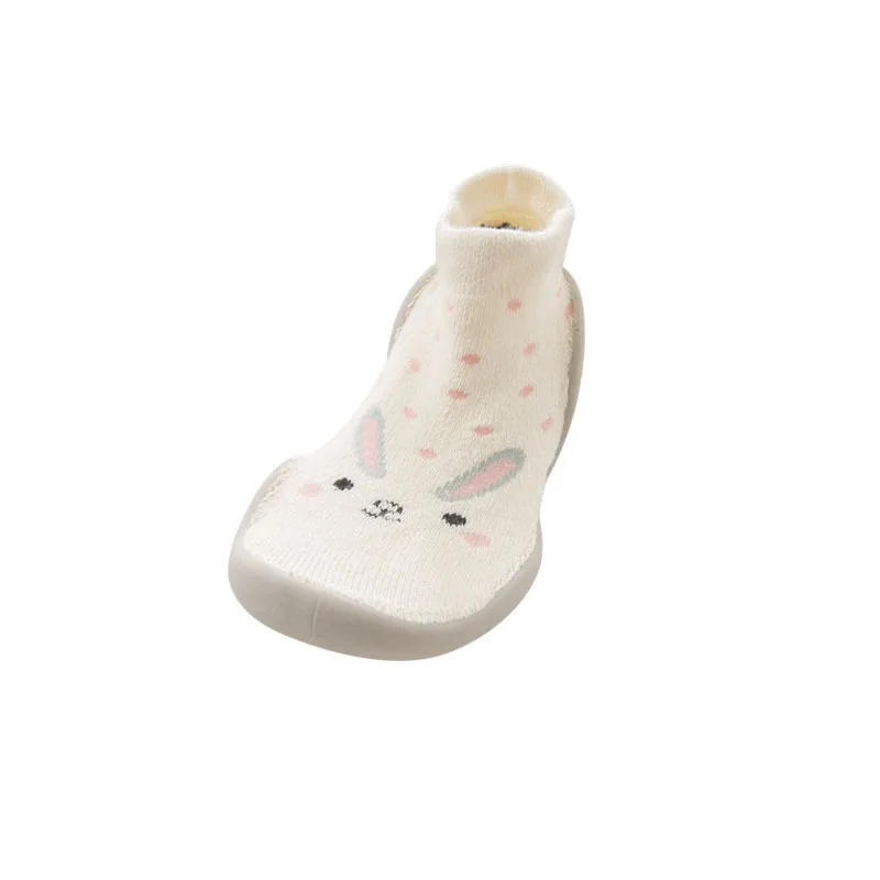 DB6436 Dave Bella/Обувь для малышей с мягкой подошвой для новорожденных; модные детские носочки с резиновой подошвой; детская обувь - Цвет: white rabbit
