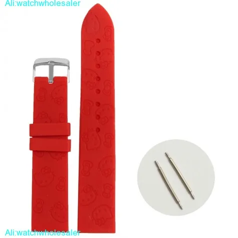 20mm Red Color Cartoon Silicone Jelly Rubber Lady Watch Band Straps WB1086F20JB