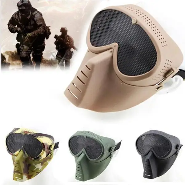 

Wospor Tactical Full Face Anti-fog Len Safe Mask with Goggle for Hunting Military Archery Paintball Accessories