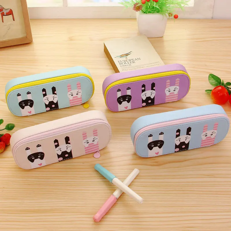 

Creative Cute Cartoon Student Pencil Case Square Large Capacity Canvas Stationery Bag Pencil Case