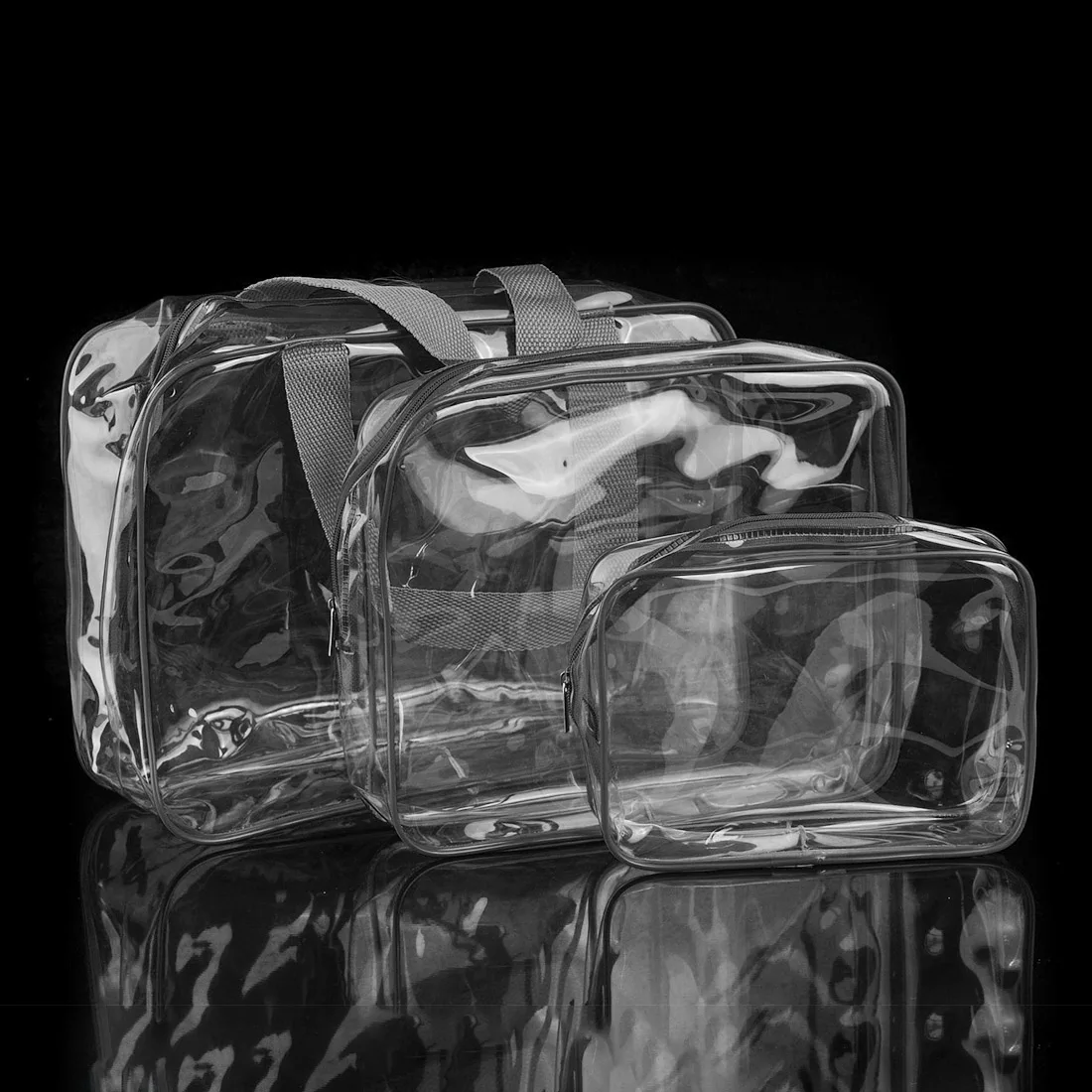 Прозрачные ПВХ сумки, органайзер для путешествий, прозрачная косметичка, косметичка, красивый чехол, косметичка, моющиеся сумки - Color: Black
