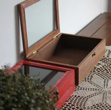 ZAKKA ретро-ностальгии деревянная крышка коробки стеклянные коробки творческий старинные коробка ювелирных изделий стол органайзер