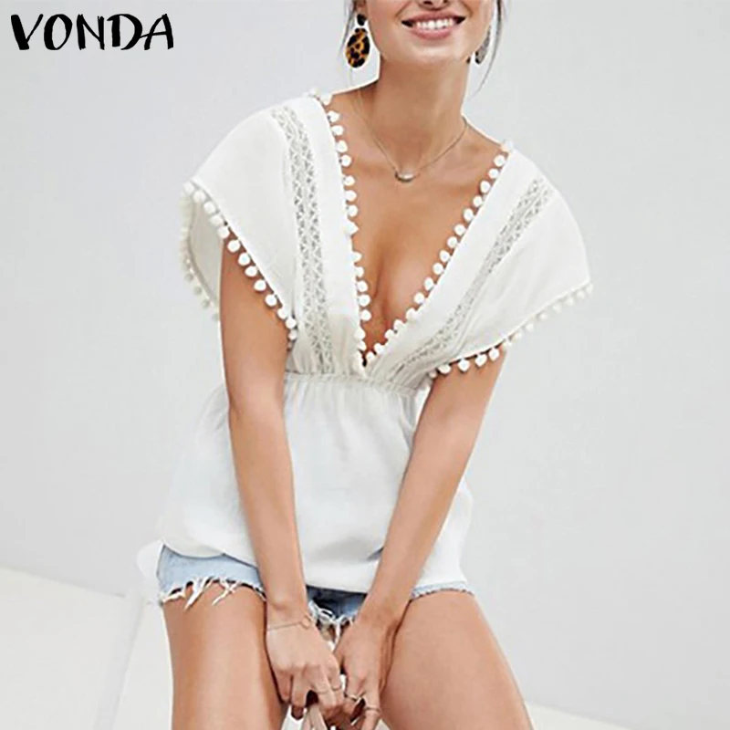 VONDA Новая модная блузка для беременных, Сексуальная Блузка без рукавов с v-образным вырезом для беременных женщин, блузки для беременных, блузки, рубашки больших размеров