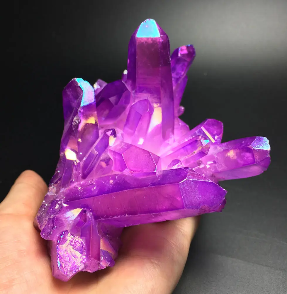 

434g PURPLE Aura Quartz Crystal Titanium Bismuth Silicon Cluster Rainbow wedding souvenirs
