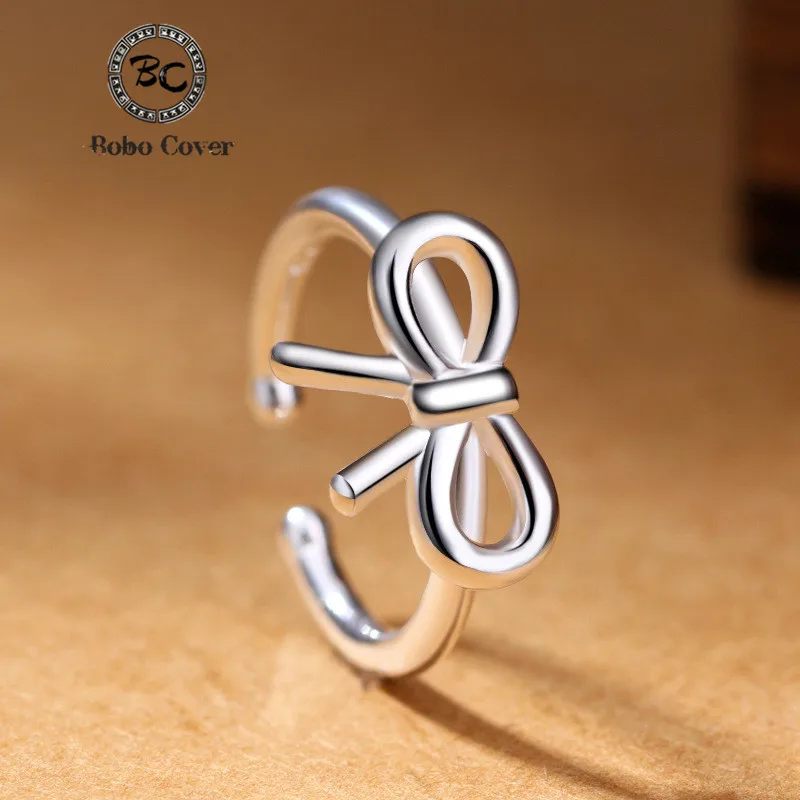 

Designer Silver Plated bow-knot Ring Cute Fashion Jewelry Bow tie Ring For Women Young Girl Child Gifts Bijouterie Wholesale