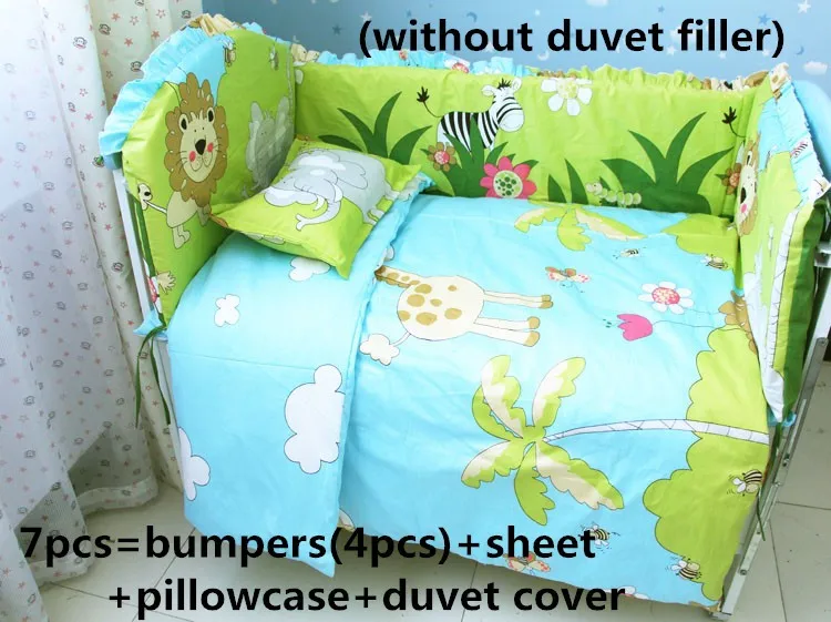 

Discount! 6/7pcs baby crib bedding set 100% cotton baby cot sets baby sheet pillow Duvet Cover, 120*60/120*70cm