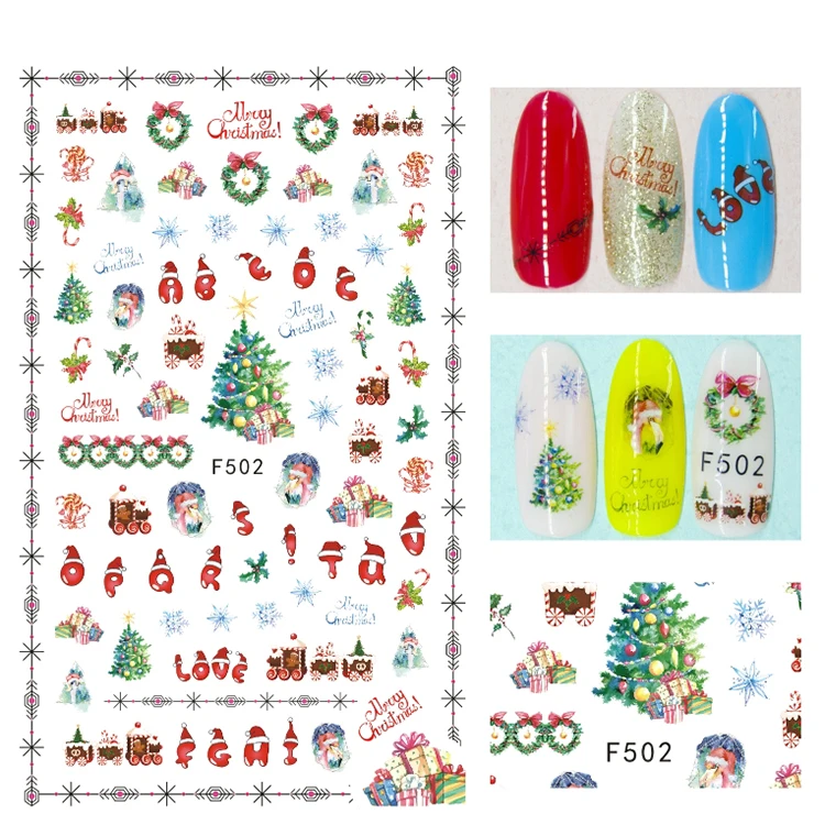 Рождественские стикеры 3D на ногти Nail Art Обертывания супер тонкие наклейки Рождественский праздник Санта Клаус подарок TreeNails клей Маникюр наклейки