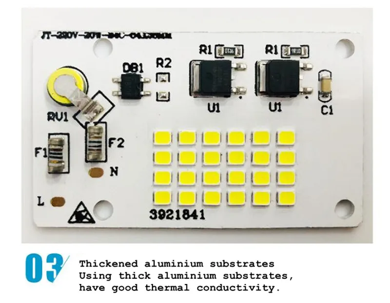 Светодиодный чип AC220V COB SMD2835 10 Вт 20 Вт 30 Вт 50 Вт 100 Вт 200 Вт линейный ламповый модуль прожектора без необходимости Светодиодный драйвер 10 шт