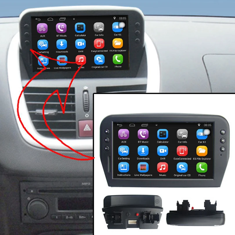 7 inch Capacitance Touch Screen Car Media Player for Peugeot 207 GPS