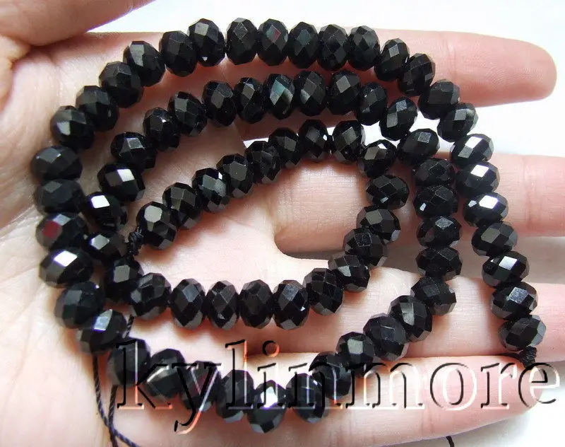 

8SE09715a 8mm Black Faceted Rondelle Beads