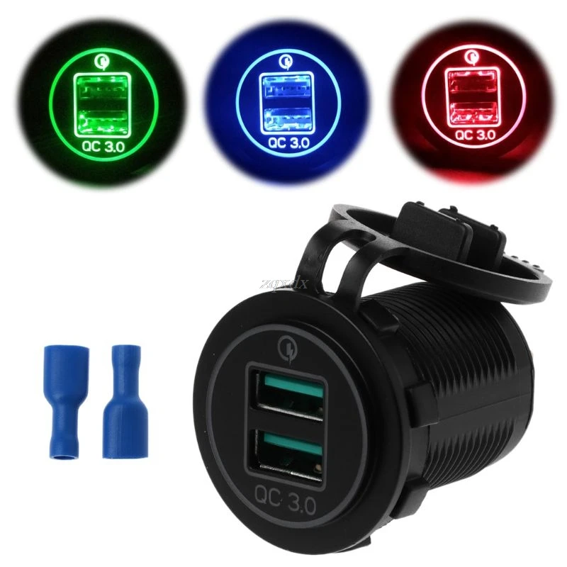 Двойной USB Quick Charge 3,0 светодиодный быстрое зарядное устройство для 12 В/24 В для машины, лодки, мотоцикла SUV автобус грузовик морской автомобиль ... Двойной USB Quick Charge 3,0 светодиодный быстрое зарядное устройство для 12 В/24 В для машины, лодки, мотоцикла SUV автобус грузовик морской автомобиль ...