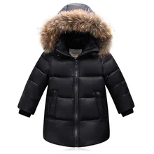 Winter new big boys girls down jacket winter big fur collar long coat