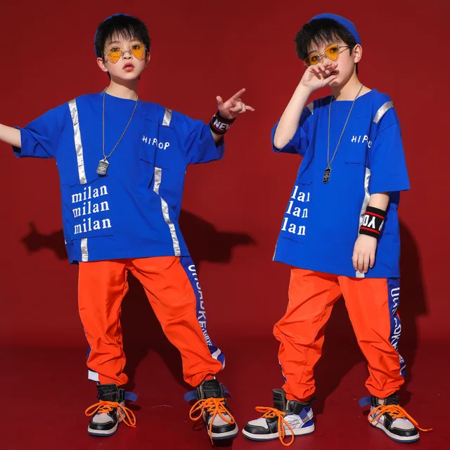 Kids Short Sleeve Hip Hop Dancing Costumes for Girls Boys Jazz Ballroom Dance Clothes T Shirt Tops Jogger Pants Dance Clothing 3
