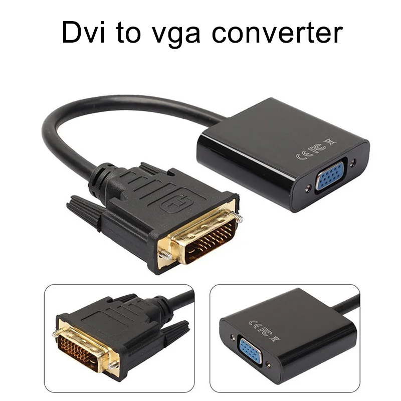 1080p DVI-D 24+1 Pin Male to VGA 15Pin Female Active Cable Adapter Converter