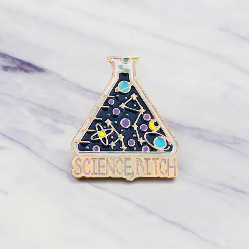 

XEDZ Creative New Experiment Test Bottle Science Star Fashion Personality Punk Drop Oil Brooch Shirt Badge Backpack Decoration