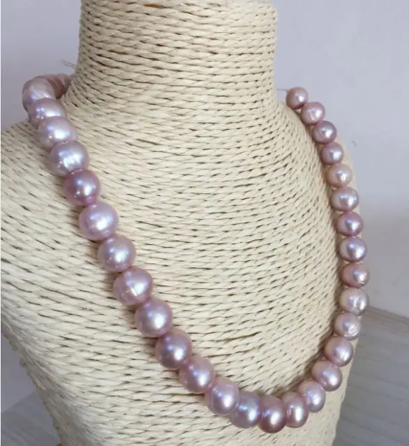 

single strand 12-13mm baroque south sea lavender pearl necklace 18inch 925silver