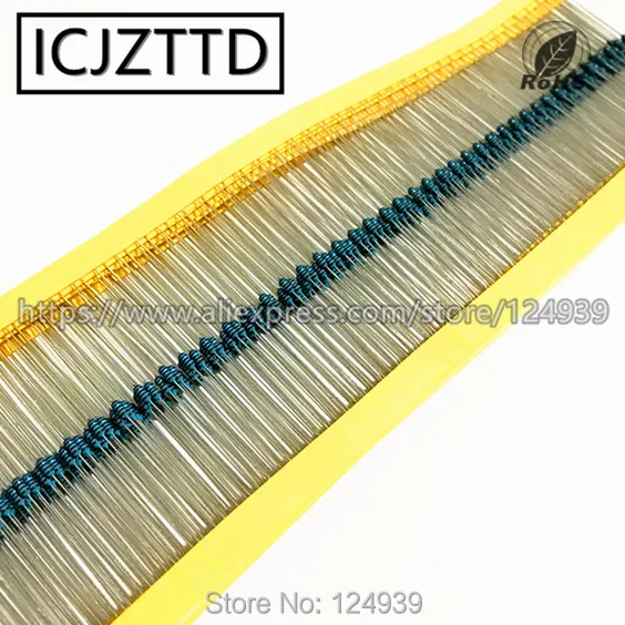 100 шт. 0 25 Вт 1% 1/4 новая металлическая пленка 125 1/8 1/6 510R 560R 620R 680R 750R 820R 910R 1K1. 0K 1K0 1 2 K 1K2 5