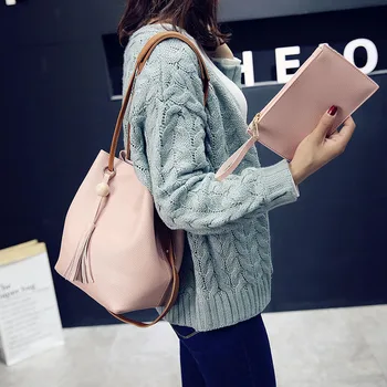 

Fashion Women Messenger Bags With Tote Purse Leather Bead Tassel Pendant Ladies Shopping Travel Crossbody Shoulder Bag Best Sale