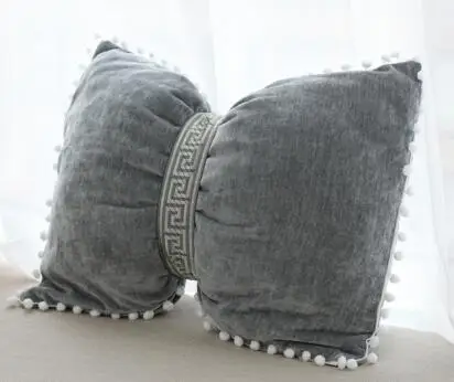 Grey Cushion Плюш с кружевным бантом-подушка узлом с наполнителем Подушка под поясницу задняя домашняя декоративная подушка для дивана - Цвет: Grey Cushion