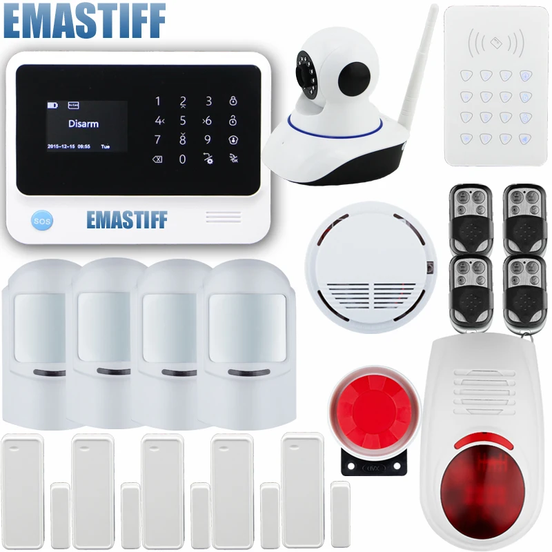 

Marlboze Voice APP Control Intruder Burglar WIFI GSM GPRS Security Alarm System Touch Keypad can work with IP camera