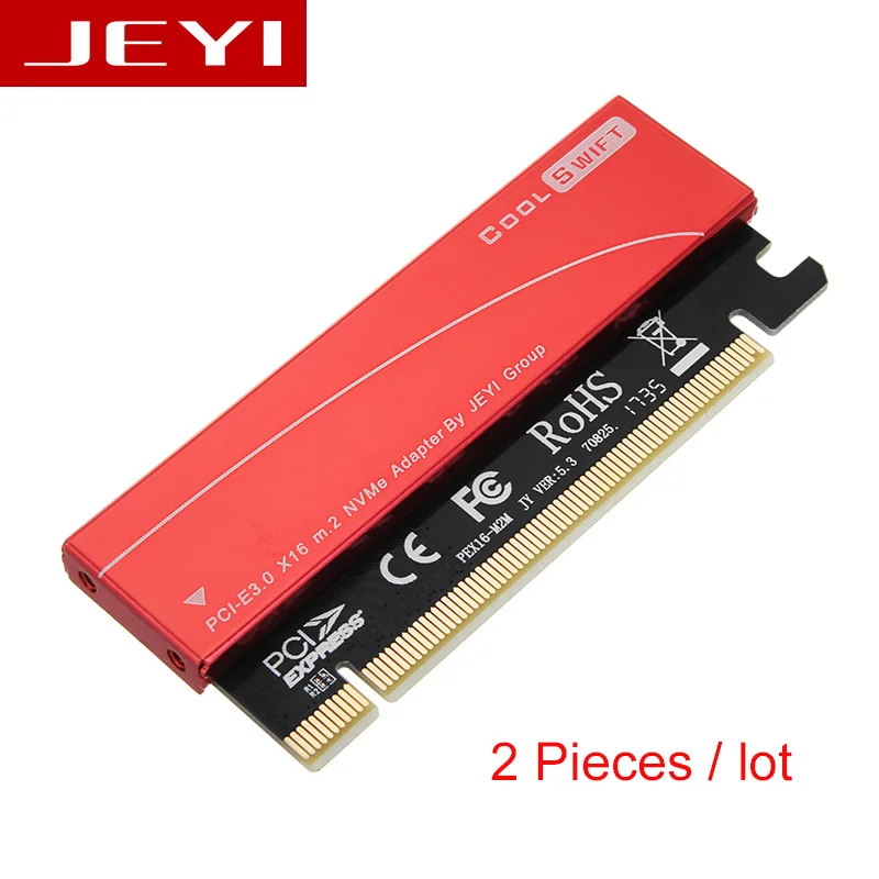 

JEYI 2Pcs Cool Swift NVME X16 PCI-E Riser Card M.2 2280 Dust-proof Gold Bar Aluminum Sheet Thermal Conductivity Silicon Wafer