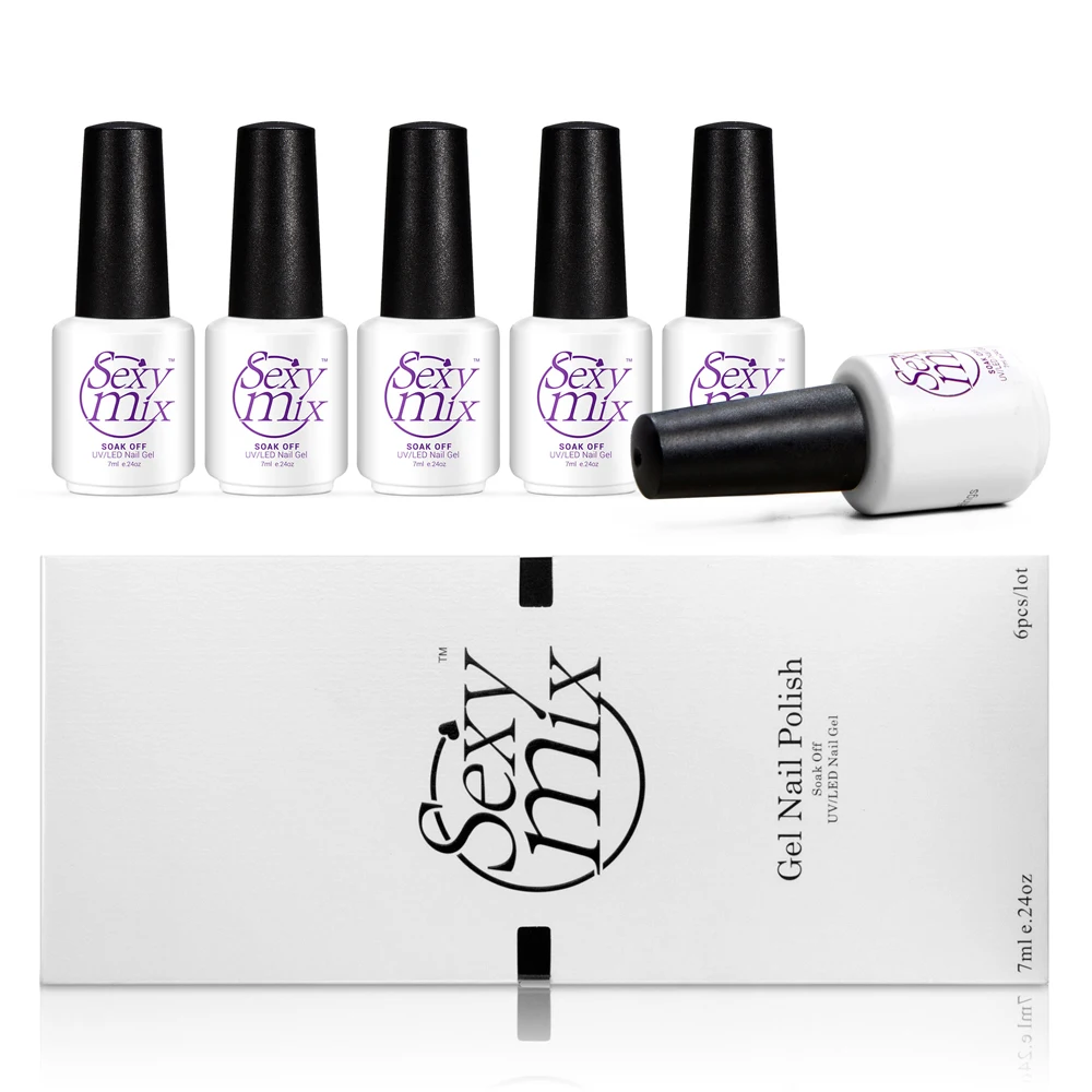 Sexy mix 6Pcs UV Nail Gel Liquid with Gift Box Set Nail Art Design Salon Gel Polish Soak off Manicure Lacquer Gel Varnishes Kits