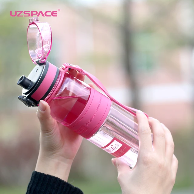 UZSPACE Sports Water Bottles Portable LeakProof Shaker Bottle Fruit Juice Tea Infuser Tritan Plastic Drinkware 500ml/1L BPA Free 2