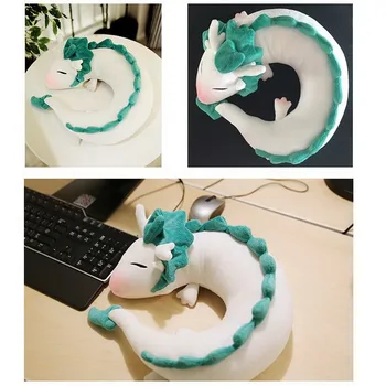 New Hot Cartoon Dragon Anime Miyazaki Hayao Spirited Away Haku Cute U Shape Doll Plush Toys Pillow dolls gift for Children &Kids anime spirited away keychain black carbon coal ball dust elf doll pendant keyring miyazaki hayao movie same key chains kid gift