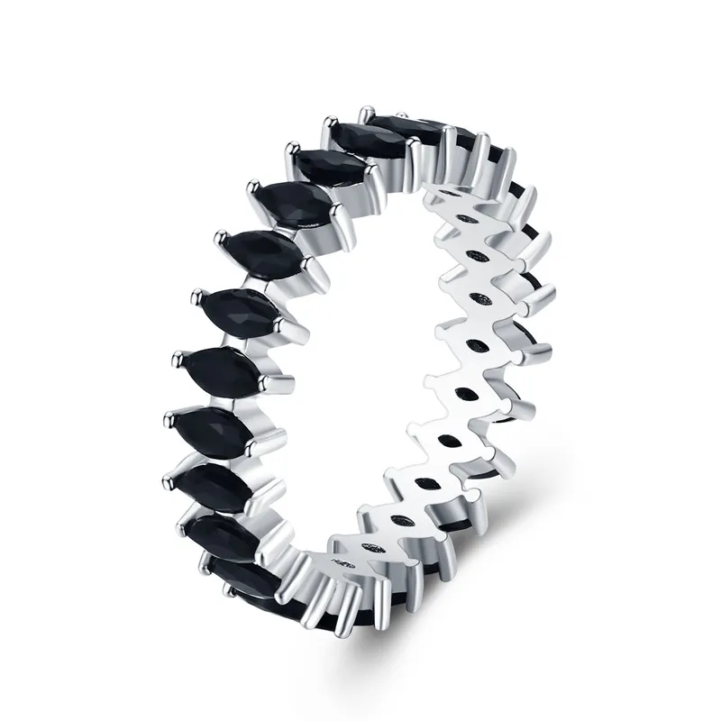 [BLACK AWN] Настоящее 925 пробы, серебряные кольца для женщин, черная шпинель, круглые серебряные 925 ювелирные изделия, обручальное кольцо G018