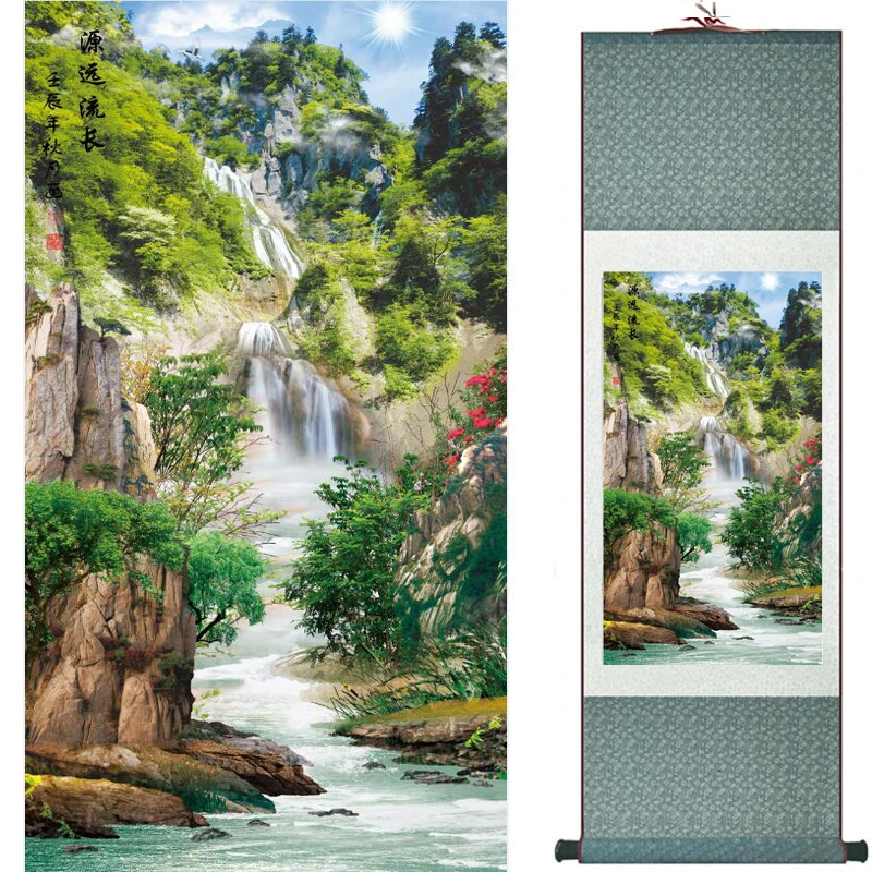Картина горы и реки украшение для дома и офиса китайская живопись в свитке картина горы и реки TX2017122109
