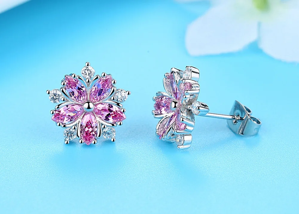 Серьги гвоздики женские из серебра 925 пробы с фианитом|Серьги-гвоздики| |