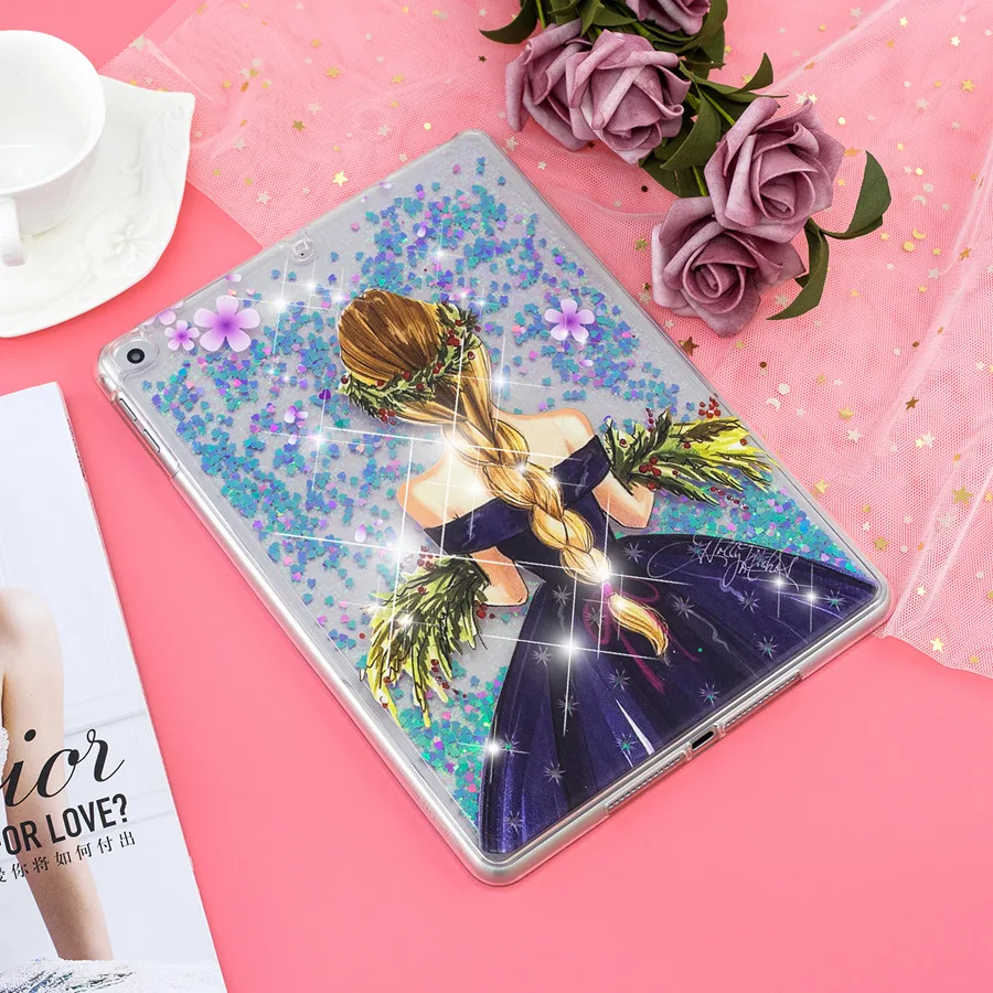 

Misolocat for Apple iPad Air 2 Case Tablet Back Cover Quicksand Glitter Bling Capa Funda Coque Cartoon Girl