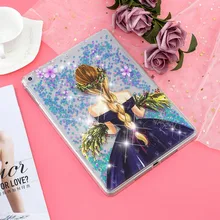 Misolocat для Apple iPad Air 2 чехол Обложка для планшета сыпучий песок с блестками Bling Capa Funda Coque мультфильм девушка