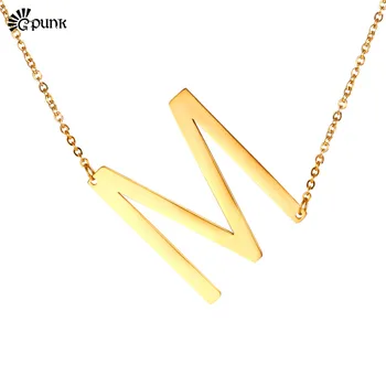 

stainless steel letter pendant necklace M inital necklaces A to Z Beautiful Ladies choker 26