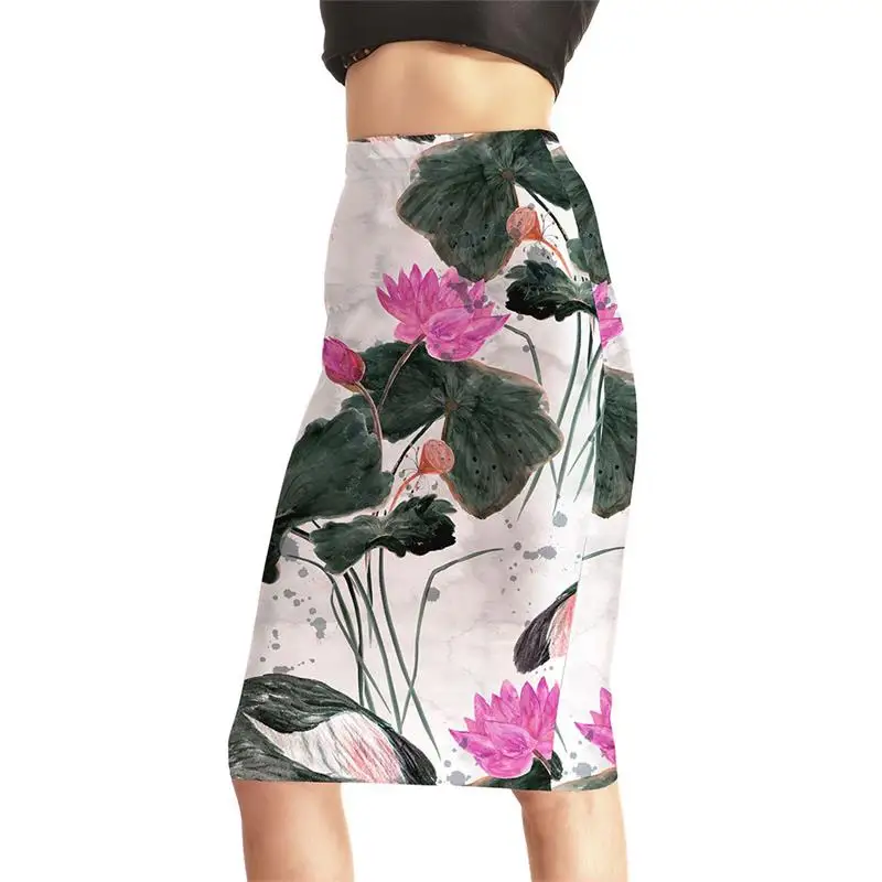 Европейский стиль женские сексуальные миди юбки с высокой талией теннисные Боулинг юбки тонкие эластичные 3D Цветы Женская одежда для вечеринок S до 4XL