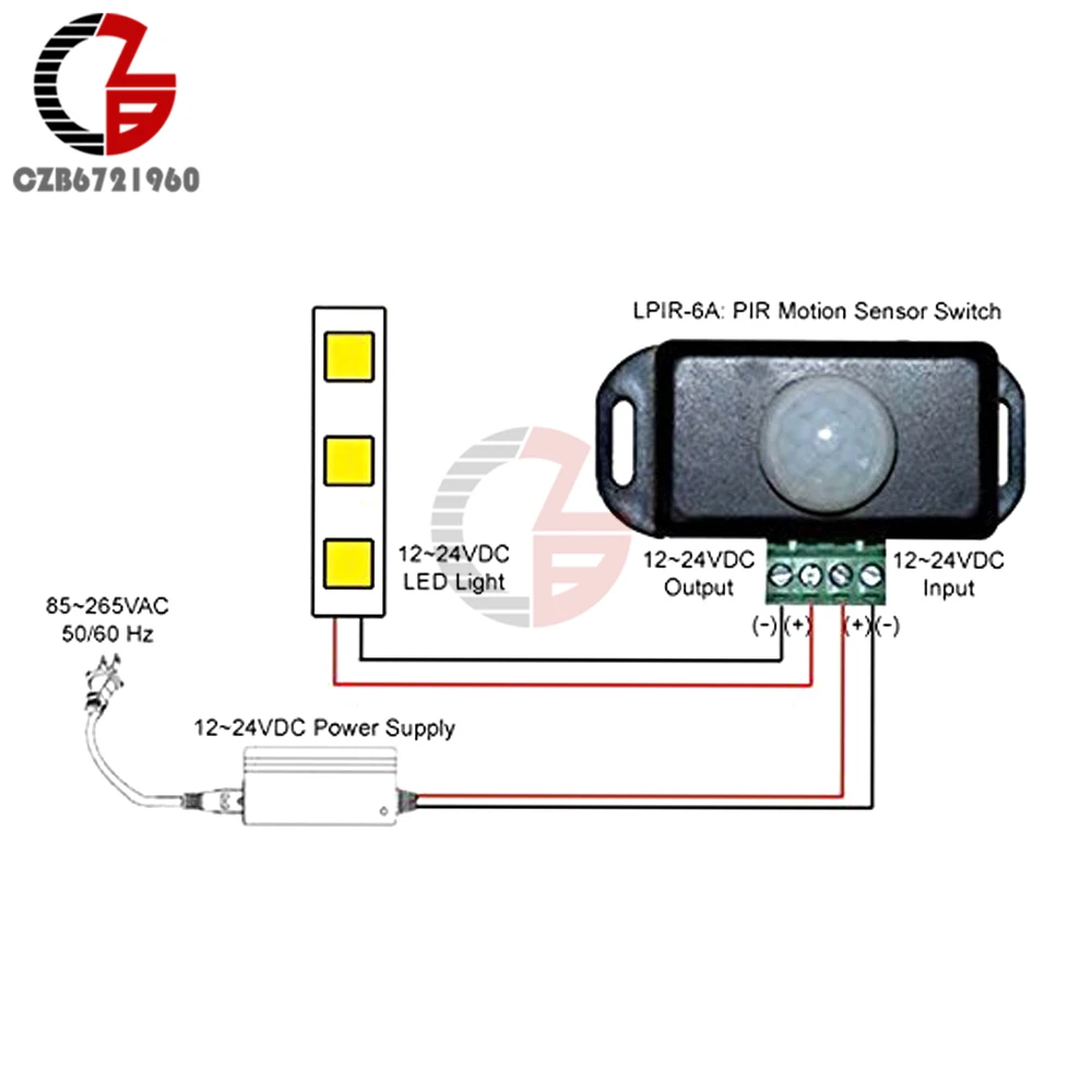 Automatic DC 12V 24V 6A Infrared PIR Motion Sensor Switch For LED light LaH ii Automatic DC 12V 24V 6A Infrared PIR Motion Sensor Switch For LED light LaH ii