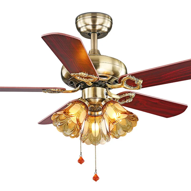 Us 86 91 25 Off Led Retro Ceiling Fan Light Nordic Simple Dining Room Living Room Fan Light Loft Personality Creative Solid Wood Lamp In Ceiling