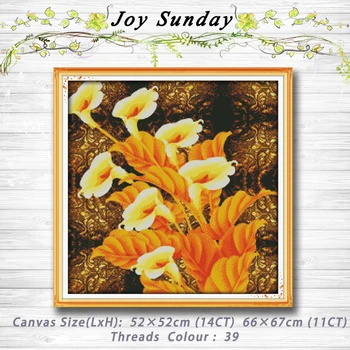 

Golden callas flowers painting 14CT 11CT counted cross stitch kits embroidery set Needlework Set chinese cross stitch Home decor