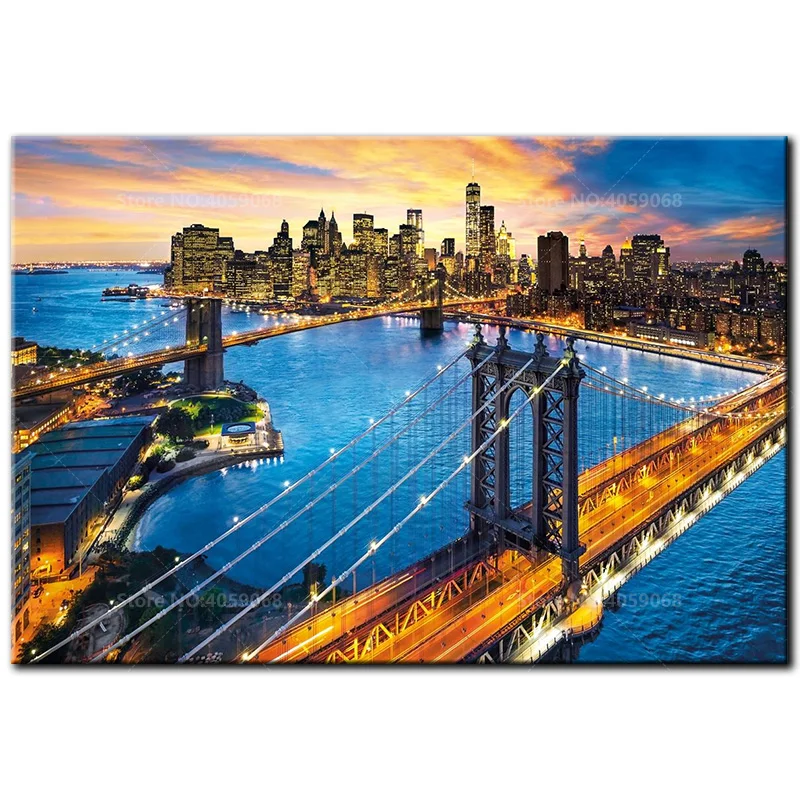 

DIY Diamond embroidery 5D Full Square Diamond Painting New York bridge Cross Stitch Pictures Of Rhinestones Mosaic Decor E1022