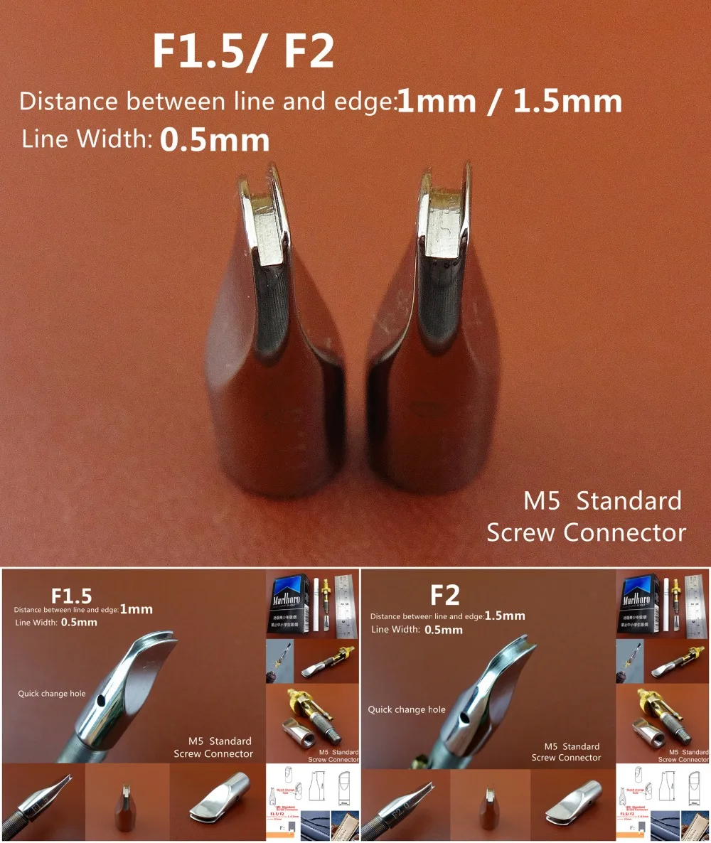 

2pcs F Type Leather Craft Electric Edging Creasing Machine Press Line Replaceable Mini Head Tip Tool Set - Edger Creaser Groover