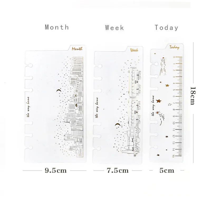 

Golden Printed Design Transparent PVC Material Isolated Board Set For Spiral Diary A6 Today+Week+Month 3pcs/lot
