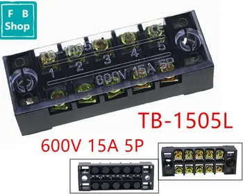

1PCS TB-1505 1505L 600V 15A Panel Mount Fixed Barrier 5 Position Terminal Block Connector/Cable Connector/Wire