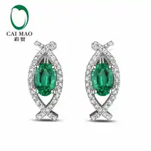CaiMao 0,83 ct натуральный изумруд 18KT/750 белое золото 0,34 ct полная огранка ювелирные изделия с бриллиантами драгоценный камень