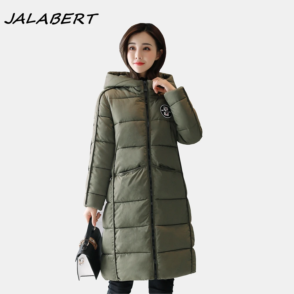 

2017 New women winter warm jacket female long hooded solid thick zipper slim casual pocket brown parkas cotton coat