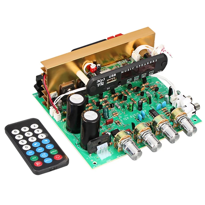 Bluetooth Amplifier Board 80W 2.1 Channel Subwoofer Amplificador Audio With Aux Fm Tf U Disk Home Theater Diy | Электроника