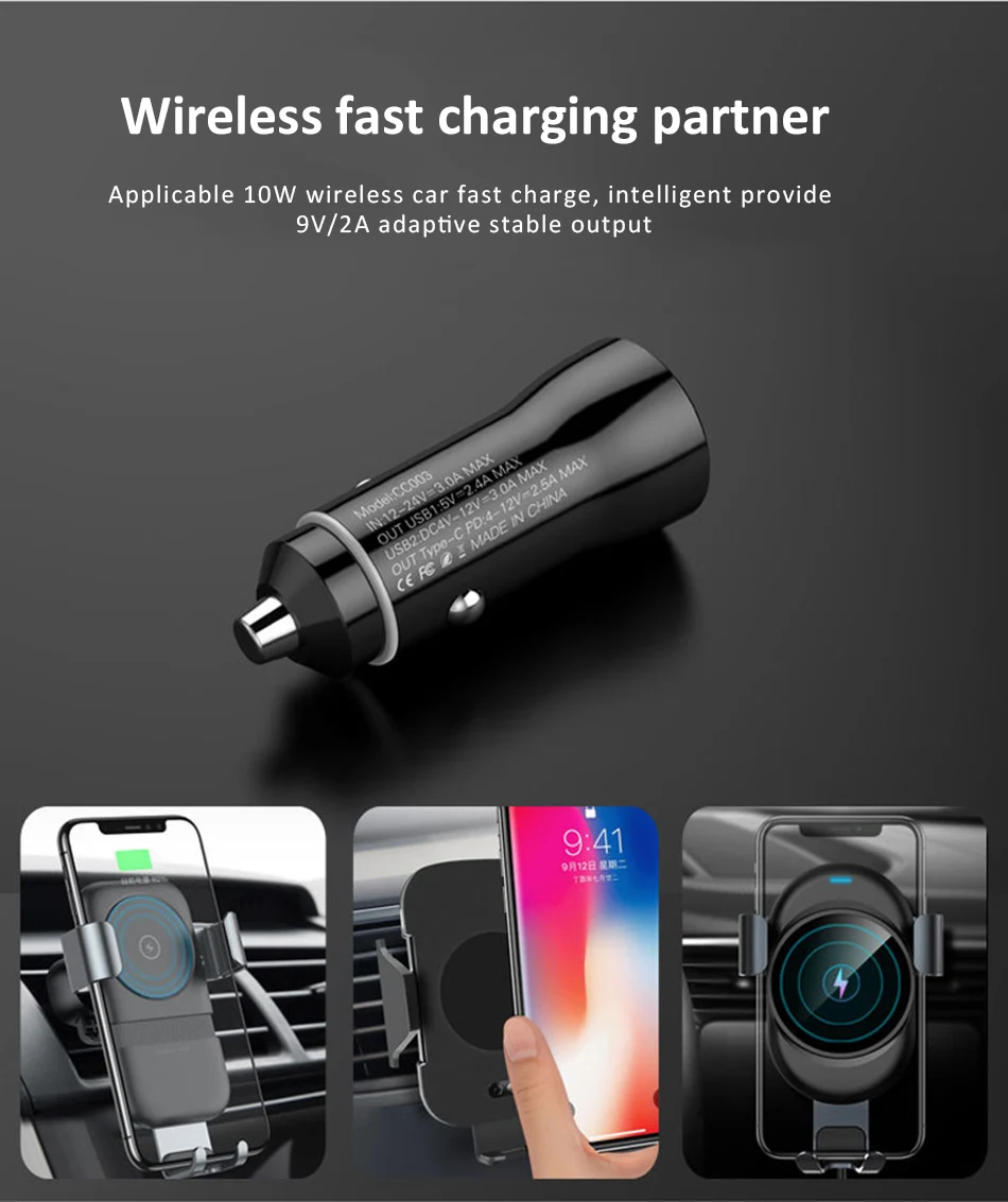 Universal Mini Double Port USB Car Charger Quick Charge 3.03.1A With LED Fast Car Mobile Phone Charger For Samsung iPhone X 7 8 (10)